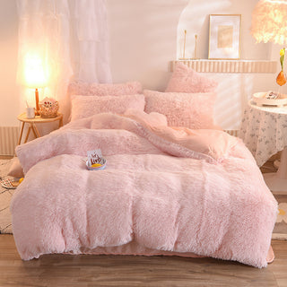 Luxury Thick Fleece Duvet Cover Queen King Winter Warm Bed Quilt Cover Pillowcase Fluffy Plush Shaggy Bedclothes Bedding Set Winter Body Keep Warm - Phosgene