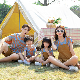 Mother And Child Short-sleeved T-shirt Mother And Daughter Overalls For A Family Of Three And Four - Phosgene