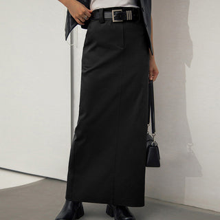 High Waist Straight Slimming Skirt Long Slit Phosgene