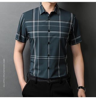 Short Sleeve Plaid Shirt Trendy Thin Young And Middle-aged Half Sleeve Lining Phosgene