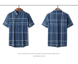 Short Sleeve Plaid Shirt Trendy Thin Young And Middle-aged Half Sleeve Lining Phosgene