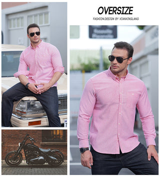 Men's Plus-sized Plus Size Loose Casual Weight-catcher Business Trends Cotton Long Sleeve Shirt Phosgene