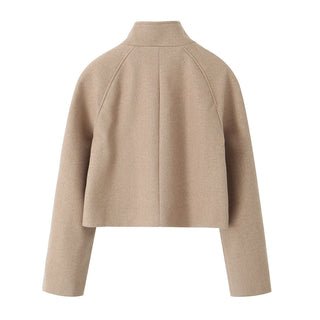 Decorative Stand Collar Wool Short Coat - Phosgene