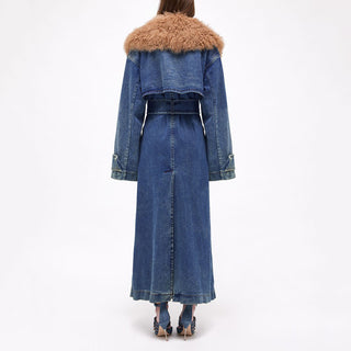 Women's Fashion Denim Trench Coat - Phosgene