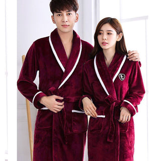 Flannel Thickened Long Section Bathrobe Men - Phosgene