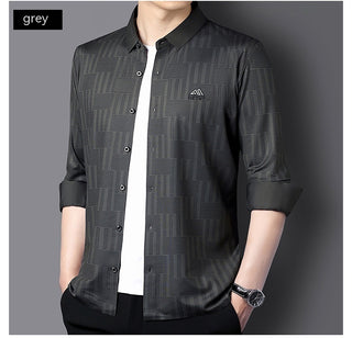 Autumn New Seamless Long-sleeved Men's Business Fashion Middle-aged Casual Shirt Phosgene