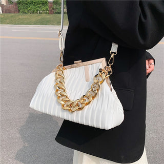 Ins Thick Chain Portable Crossbody Shoulder Small Square Bag - Phosgene