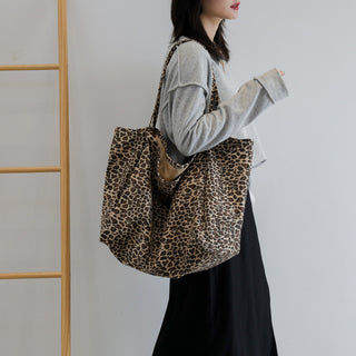 Leopard-print Shoulder Idle Style Leisure Shopping Bag - Phosgene