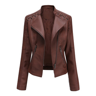 Slim Fit Thin Leather Coat Women's Motorcycle Clothing - Phosgene