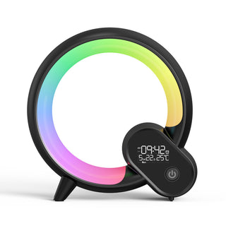 Creative Q Light Analog Sunrise Digital Display Alarm Clock Bluetooth Audio Intelligent Wake-up Q Colorful Atmosphere Light - Phosgene