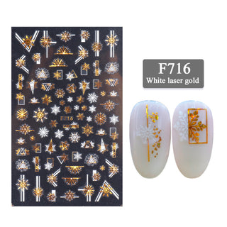 New Nail Stickers 3D Christmas Series Two-color Golden Laser Snowflake Thin Stickers Nail Art Design Nail Art Stickers - Phosgene