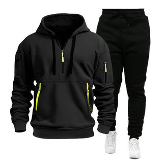 Men's Multi-pocket Zipper Hooded Sweatshirt Sportswear - Phosgene