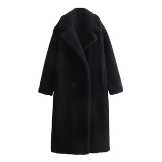 Autumn New European And American Style Fleece Double Row Ornament Loose Overcoat Coat - Phosgene