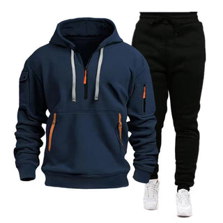 Men's Multi-pocket Zipper Hooded Sweatshirt Sportswear - Phosgene