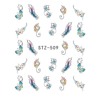 1pcs Nail Sticker Butterfly Flower Water Transfer Decal Sliders for Nail Art Decoration Tattoo Manicure Wraps Tools Tip JISTZ508 - Phosgene