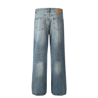 Washed And Frayed Jeans Men's Street Tide Brand Phosgene