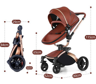 High Landscape Baby Stroller 360-degree Rotation 3-in-1 Basket Foldable - Phosgene