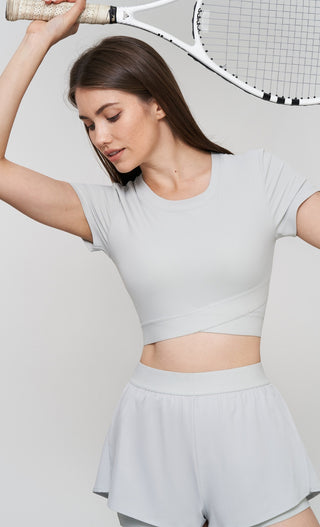 Short Sleeve Semi Fixed Cup High Elastic Top - Phosgene