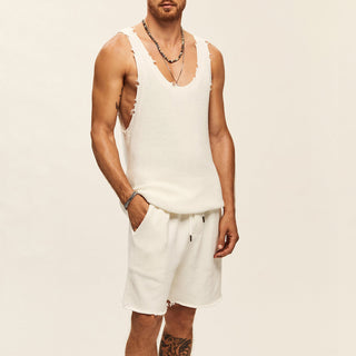 Men's Two-piece Knitted Sleeveless Tank Top Shorts Phosgene