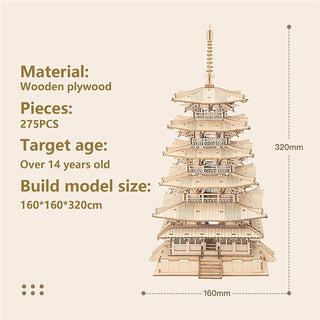 Robotime Five-storied Pagoda 3D Wooden Puzzle Toys For Children Kids Birthday Gift TGN02 - Phosgene