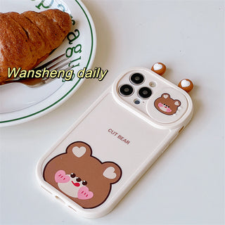 Super Cute Cartoon Cute Little Animal Push And Pull Lens Mobile Phone Case - Phosgene