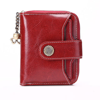 Oil Wax Genuine Leather Lady's Wallet European And American Style Phosgene