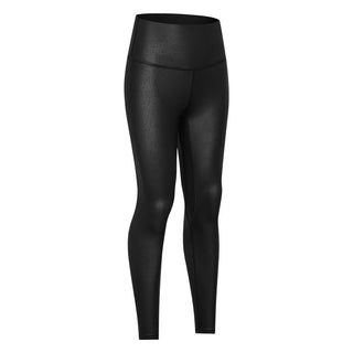 Matte Leather Pattern Yoga Pants Women's High Waist Belly Contracting - Phosgene