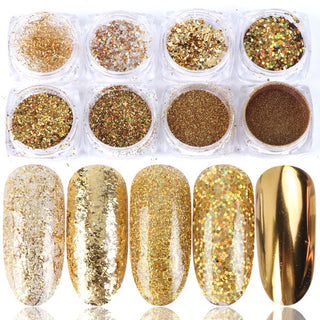 8 Box Mix Glitter Nail Art Powder Flakes Set Phosgene