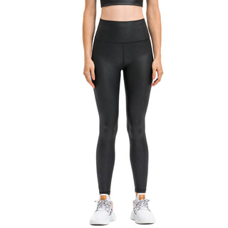 Matte Leather Pattern Yoga Pants Women's High Waist Belly Contracting - Phosgene