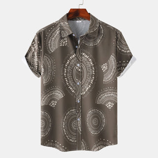 Cross-border Wind Beach Digital Printing Men's Short Sleeve Shirt Phosgene