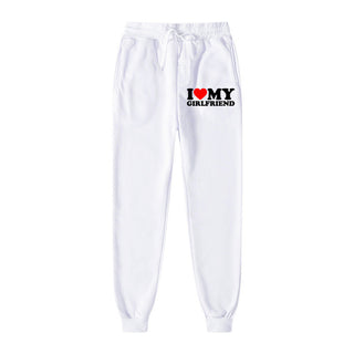 I LOVE MY GIRLFRIEND Letter Print Casual Sweatpants - Phosgene