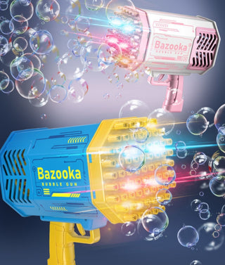 Bubble Gun Rocket 69 Holes Soap Bubbles Machine Gun Shape Automatic Blower With Light Toys For Kids Pomperos - Phosgene