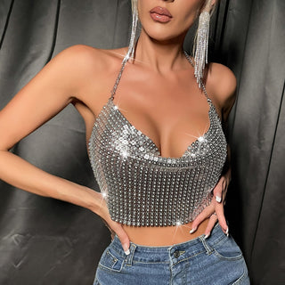 Metal Sequins Sling Party Nightclub Music Festival Sexy Hot Girl Top - Phosgene