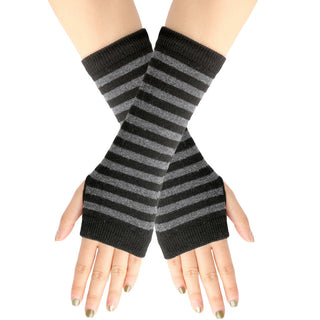 Knitted Finger-leaking Gloves Striped Thin - Phosgene