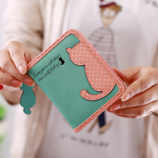 new style cartoon short wallet female Korean version lovely girl child vertical zipper position - Phosgene