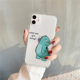 Simple Transparent Airbag Anti-fall Mobile Phone Case Protective Cover For Cute Couples - Phosgene