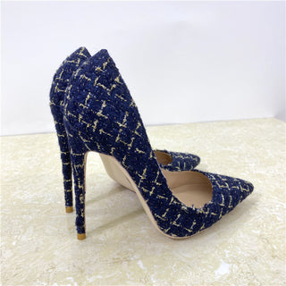 New Woven High Heel Shoes 12CM Pointed Stiletto Heel Shallow Mouth - Phosgene