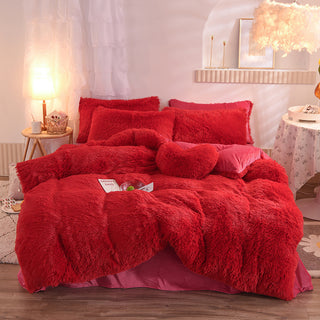 Luxury Thick Fleece Duvet Cover Queen King Winter Warm Bed Quilt Cover Pillowcase Fluffy Plush Shaggy Bedclothes Bedding Set Winter Body Keep Warm - Phosgene