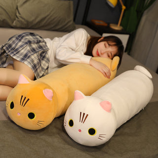 Large Size Cartoon Cat Plush Toys Stuffed Cloth Doll Long Animal Pillow Cushion - Phosgene