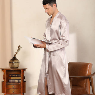 Men's Robe Ultra-thin Cardigan Nightgown Loose Plus Size - Phosgene