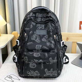 Cute Bears Print Backpack Fashion Versatile Large Capacity Travel Bags Women Junior High School Students Schoolbag Girls Campus Bag Phosgene