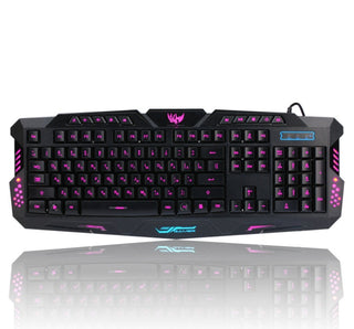 J10 tricolor backlight wired gaming keyboard set colorful luminous gaming mouse keyboard Russian keyboard - Phosgene