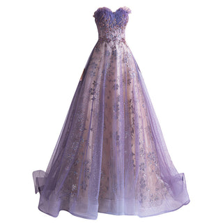 Strapless Purple Sequin Starry Dress Wedding Dress - Phosgene