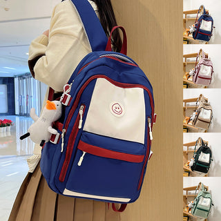 Fashion Color Matching Backpack Ins Simple Korean Version Schoolbags Junior High School College Students Bags Phosgene