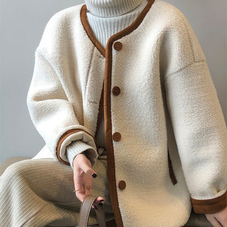 Lamb Wool Coat Korean Style Fleece Fur Integrated Loose Top - Phosgene