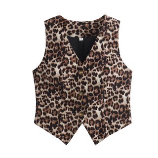 European And American Personalized Fashion Short Animal Pattern Vest - Phosgene