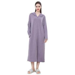 Zipper Bathrobe Couple Hooded Nightgown Thin Pajamas - Phosgene