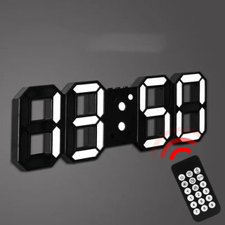 3D Remote Control Black LED Electronic  Hung And Can Stand Wall Clock Phosgene