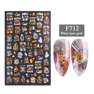 New Nail Stickers 3D Christmas Series Two-color Golden Laser Snowflake Thin Stickers Nail Art Design Nail Art Stickers - Phosgene