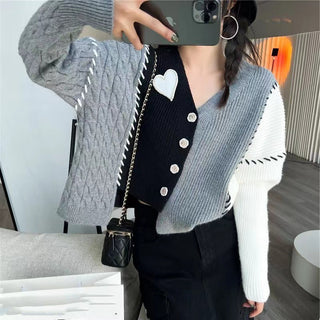 Loose And Lazy Style Irregular Heart Sweater Coat - Phosgene